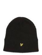 Knitted Ribbed Beanie Black Lyle & Scott