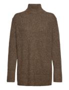 Yassalum Ls High-Neck Pullover Slit S. Brown YAS