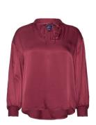 D1. Stand Collar Pop Over Blouse Burgundy GANT