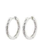 Elanor Rustic Texture Hoop Earrings Silver Pilgrim