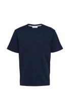 Slhrelaxsoon Pocket Ss O-Neck Tee W Navy Selected Homme