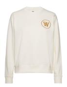 Jess Tonal Logo Sweatshirt Gots Cream Double A By Wood Wood