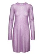 Sequin Knit Long-Sleeve Mini Dress Purple REMAIN Birger Christensen