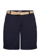 Shorts With Braided Raffia Belt Navy Esprit Casual