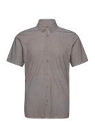 Hudson Aop Stretch Shirt Ss Brown Clean Cut Copenhagen