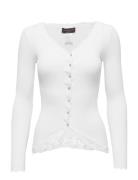 Rwbabette Ls V-Neck Regular Lace Ca White Rosemunde