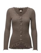 Silk Cardigan W/ Lace Beige Rosemunde