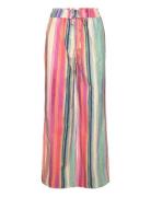 Multi-Coloured Striped Linen Trousers Patterned Mango