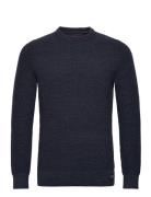 Textured Crew Knit Jumper Navy Superdry