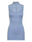 Rwbenita Sl Turtleneck Lace Top Blue Rosemunde