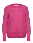 Slflulu Ls Knit O-Neck Pink Selected Femme