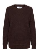 Slflulu Ls Knit O-Neck Noos Brown Selected Femme