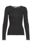 Organic T-Shirt W/ Lace1 Black Rosemunde