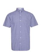 Reg Poplin Gingham Ss Shirt Blue GANT