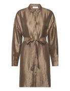 Slfsilva-Tonia Ls Shirt Dress B Gold Selected Femme