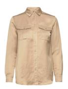 Satin Shantung Shirt Beige Lauren Ralph Lauren