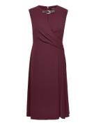 Buckle-Trim Georgette Cap-Sleeve Dress Burgundy Lauren Ralph Lauren