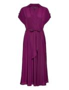 Belted Crepe Dress Purple Lauren Ralph Lauren
