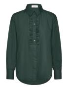 Rwsebony Shirt W/Ruffles Green Rosemunde