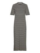 Crv Slim Rib Stp Midi Dress Black Tommy Hilfiger