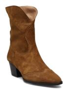 Bootie - Block Heel - With Zippe Brown ANGULUS