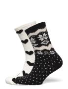 Sock 2 P Fairisle Black Lindex