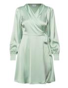 Vienna Ravenna L/S Short Wrap Dress-Noos Green Vila