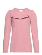 T-Shirt Ls Ruffle Pink Creamie
