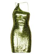 Asymmetric Sequin Dress Green Mango