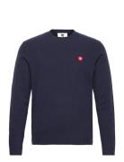 Tay Badge Lambswool Jumper Navy Double A By Wood Wood