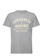 Workwear Flock Graphic T Shirt Grey Superdry