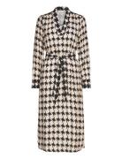 Long Dress In Houndstooth Print Cream Coster Copenhagen