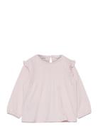 Long -Sleeved T-Shirt With Ruffles Pink Mango