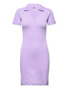 Ribbed Seamless Polo Dress Purple AIM'N