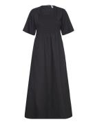 Eskamille Ss Dress Smock Long F Black Enkel Studio