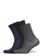 Fine Cotton Rib Socks 3-Pack Grey Mp Denmark
