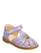 Sandals - Flat - Closed Toe - Purple ANGULUS