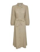 Yasflaxy 3/4 Linen Shirt Dress Noos Beige YAS