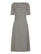 Striped Stretch Cotton Midi Dress Black Lauren Ralph Lauren