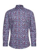 Aop Plain Stretch Shirt L/S Blue Lindbergh