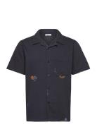 Box Fit Short Sleeve Shirt With Emb Blue Knowledge Cotton Apparel