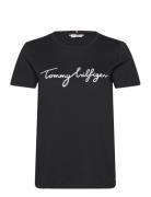 Reg C-Nk Signature Tee Ss Black Tommy Hilfiger