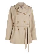 Cotton Short Trench Beige Tommy Hilfiger