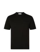Slhberg Linen Ss Knit Tee Noos Black Selected Homme
