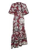 Angelina Asymmetrical Belted Maxi Dress Red Malina