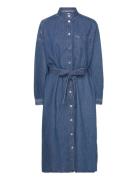 Tjw Chambray Midi Shirt Dress Blue Tommy Jeans