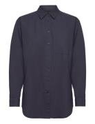 Gaia Shirt Poplin Navy Moshi Moshi Mind