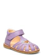 Sandals - Flat - Closed Toe - Purple ANGULUS