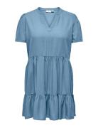 Cartiri-Caro S/S V-Neck Lin Dress Tlr Blue ONLY Carmakoma