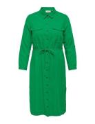 Carcaro Ls Linen Shirt Dress Wvn Green ONLY Carmakoma